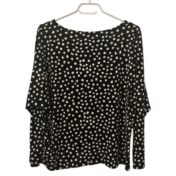 Black and White Laura Long Sleeve Dot Print Top - Picture 2 of 8